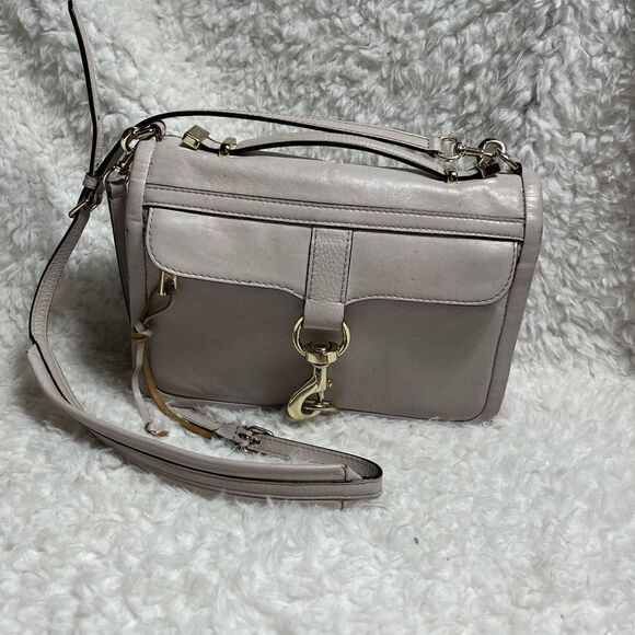 REBECCA MINKOFF Bowery Top Handle Leather gray small Crossbody Bag - Picture 3 of 13